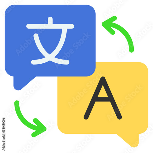 Translator Icon in Flat Color Style Suitable for Web, Apps, Presentation, or Printable Meanings	