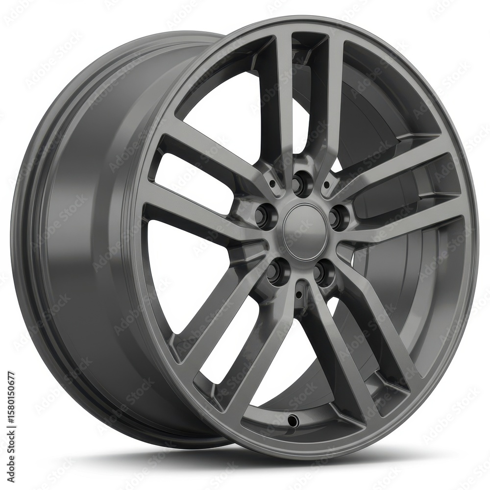 Obraz premium Stylish Gray Alloy Wheel for Modern Vehicle Customization and Upgrades