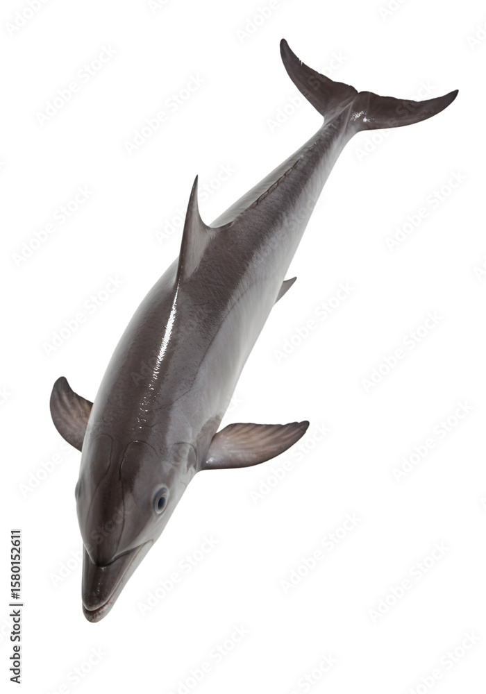 Fototapeta premium Isolated Gray Dolphin Swimming Marine Mammal in Transparent Background