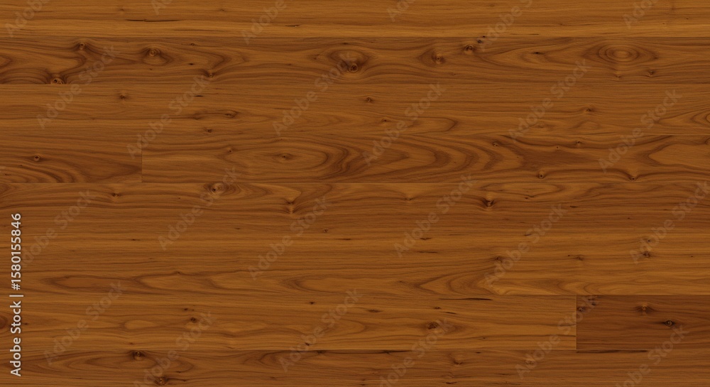 Fototapeta premium Polished brown hardwood flooring planks with prominent wood grain and natural knots arranged horizontally