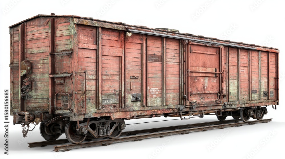 Side Of Train Car. 3D Render of Boxcar Cargo Railroad Wagon for Transportation Side Of Train Car. 3D Render of Boxcar Cargo Railroad Wagon for Transportation