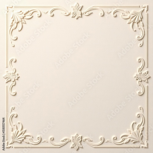 embossed paper textures with floral and elegant borders on white and cream background
