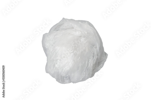 Crumpled clear plastic bag balls on transparent background.