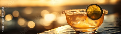 A beautiful cocktail with lime garnish and salted rim