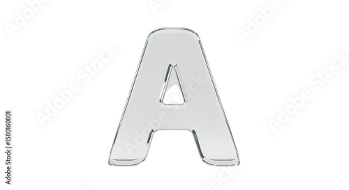 3D Shiny A Letter Isolated Alphabet Typography Font Transparent