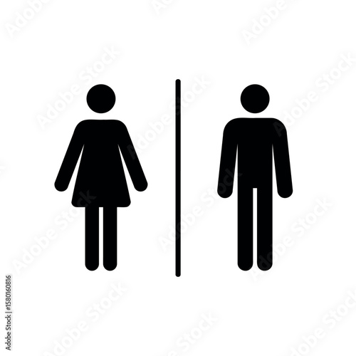 male and female public restroom sign, woman and man silhouette, simple vector symbol