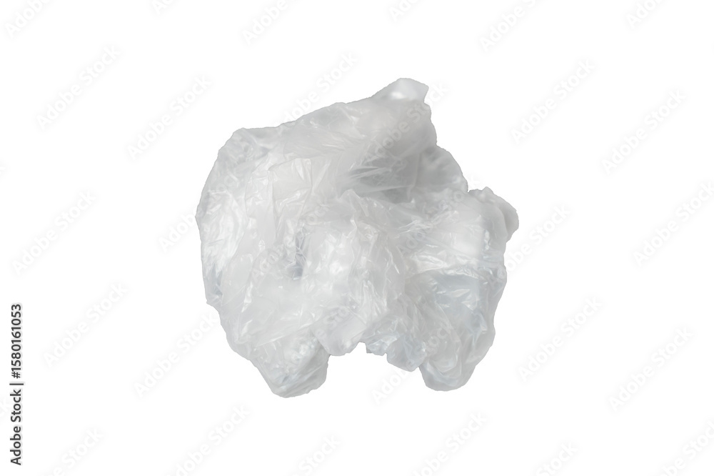 Fototapeta premium Crumpled clear plastic bag balls on transparent background.
