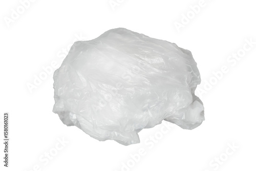 Crumpled clear plastic bag balls on transparent background.