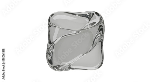 Abstract 3D Cube Ice Cold Transparent Isolated Background Block