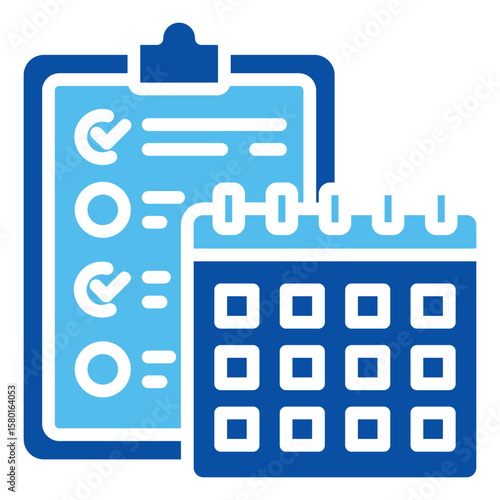 Schedule Icons In Blue Style, Vector Illustration