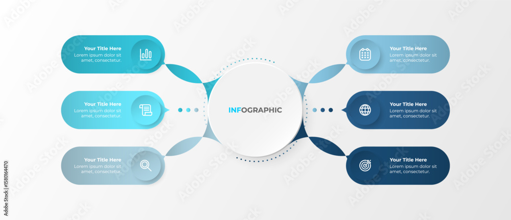 6 infographic layout process design element with circles and marketing icons. Business concept template. Can be used for annual report, info chart, web design. 6 infographic layout process design element with circles and marketing icons. Business concept template. Can be used for annual report, info chart, web design.