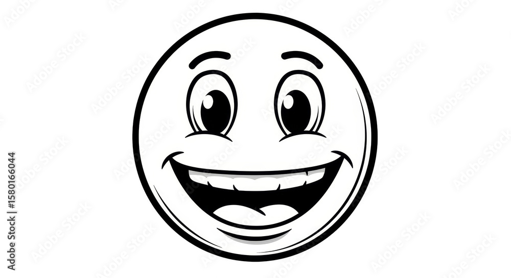 Fototapeta premium Cheerful Cartoon Emoji Smile Face Vector Icon Isolated Background