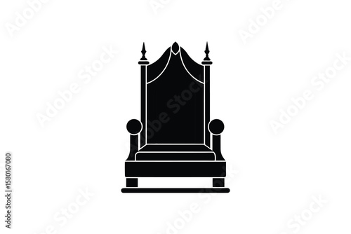 Majestic Throne Illustration Featuring a High Back and Armrests in a Bold Black Silhouette Style