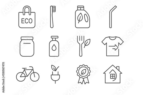 Eco-friendly icons: sustainability symbols for green living and conscious choices
