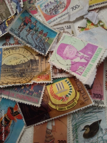 Wallpaper Mural 
A Collection of Colorful Indonesian Postage Stamps Arranged Closely Together

 Torontodigital.ca