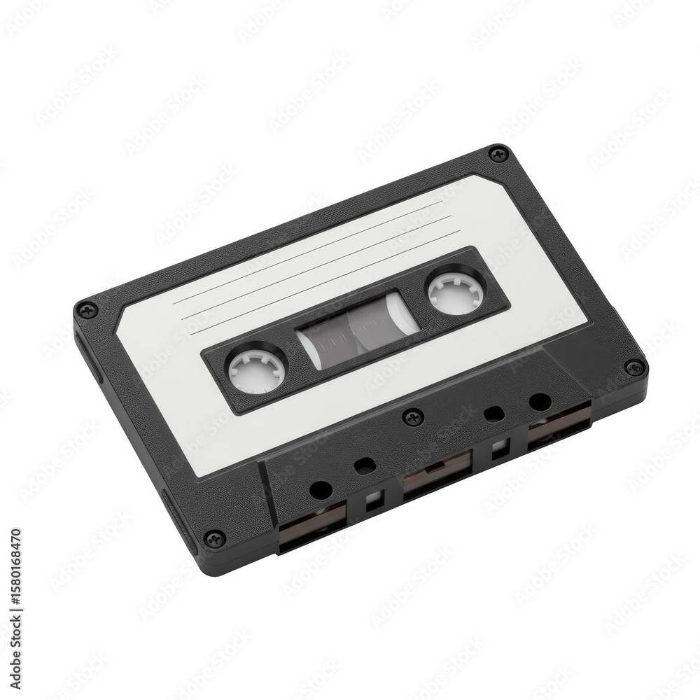 Fototapeta premium Audio Cassette Tape Retro Music on Transparent Background