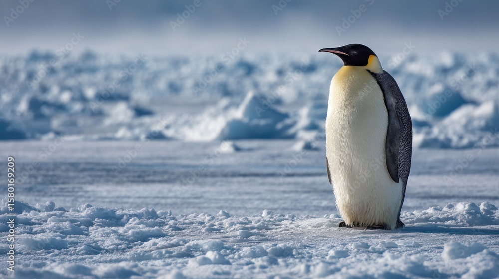 Fototapeta premium Emperor penguin on snowy ice floes