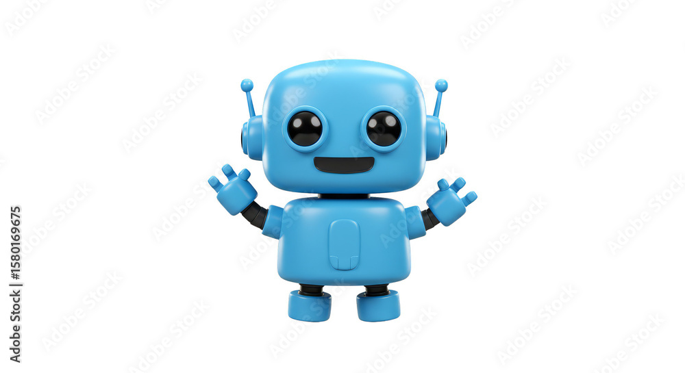 Fototapeta premium Cute Robot 3d Illustration Cartoon Toy Automation Friendly Machine