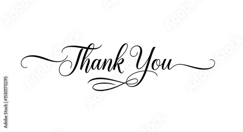 Elegant Scripted Thank You Message with Flourishes and Swirls.
