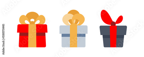Gift box icon. Present giftbox outline, bonus gift box or holiday package vector illustration