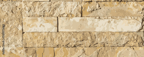 Sandstone brick wall texture. Old rock castle pattern, terracotta grunge antique background