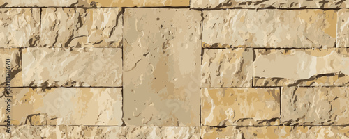 Sandstone brick wall texture. Old rock castle pattern, terracotta grunge antique background