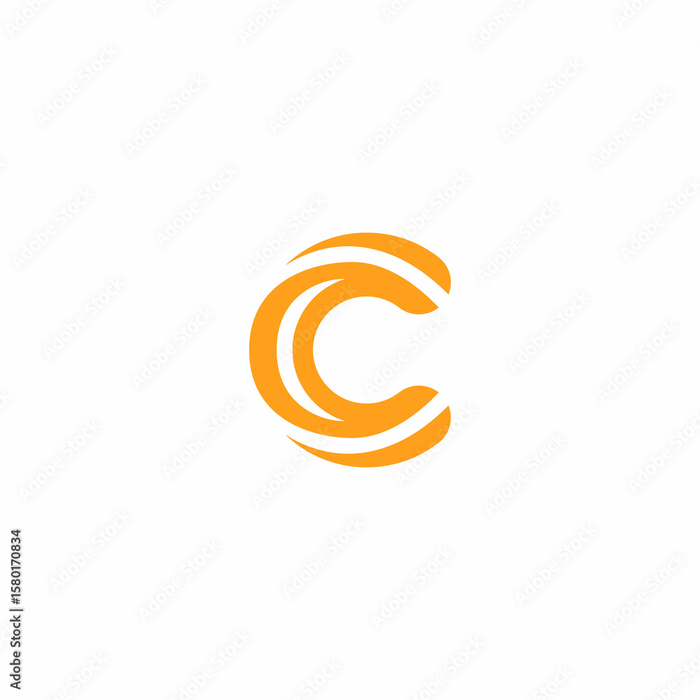 Fototapeta premium Abstract letter C logo design template. Creative linear monogram symbol. Colorful dynamic icon logotype.