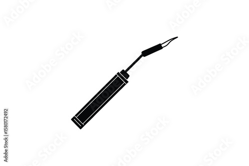 Soldering Iron Tool Black and White Graphic Illustration for Electronics and Repair Projects Silhouette