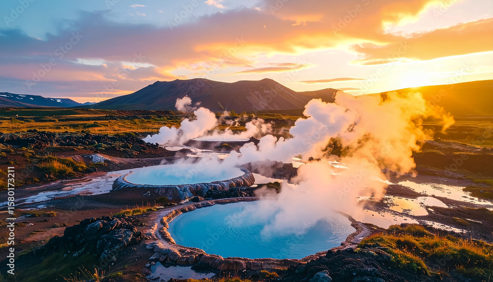 Fototapeta premium Geothermal area iceland landscape nature travel sky