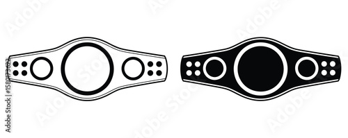 Boxing or mma championship belt icon.Boxing Award Clip Art Collection. one black and one white, isolated on white background, symbolizing victory and achievement