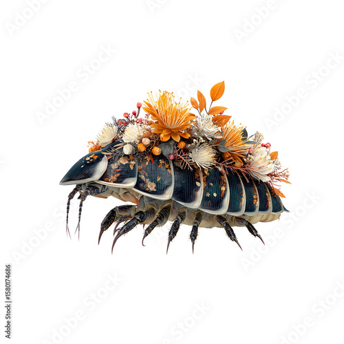 Isopod adorned with autumnal flowers