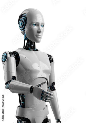 3d Rendering of Humanoid Robot with Artificial Intelligence Transparent