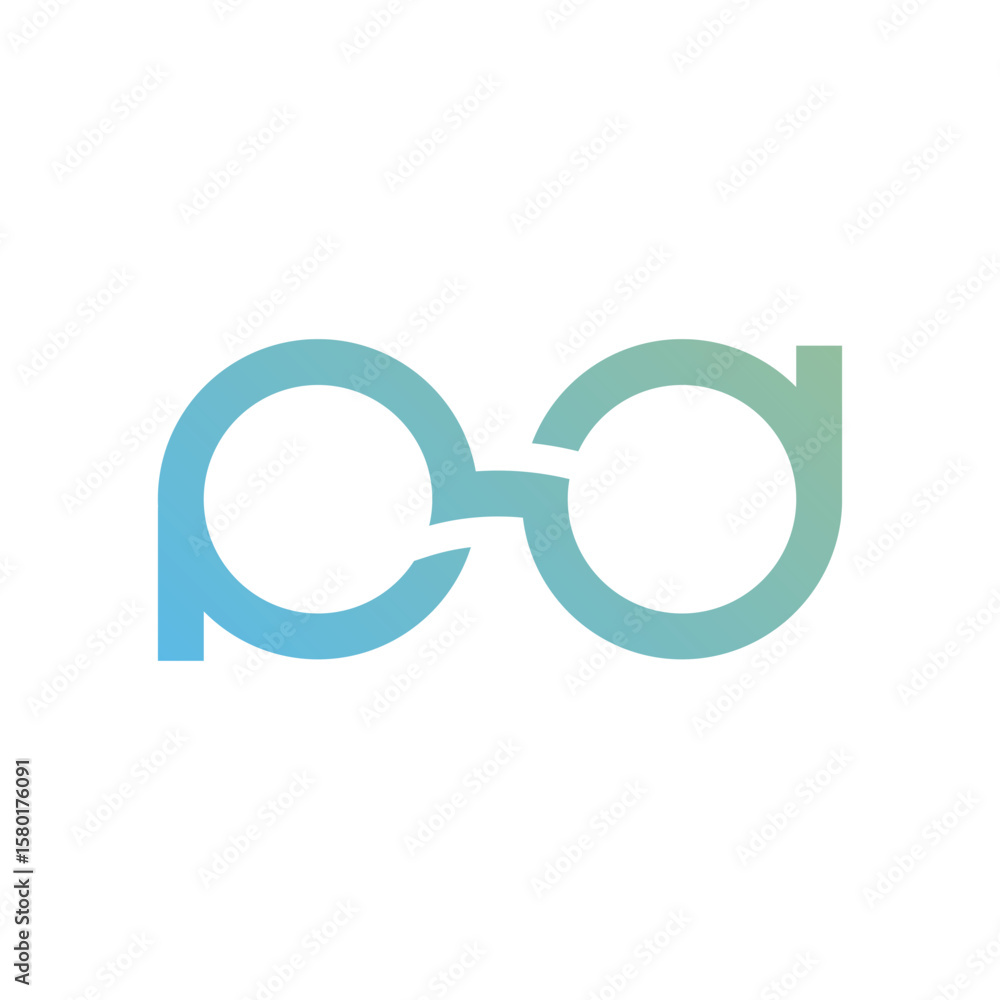 Fototapeta premium A modern abstract logo resembling eyeglasses or two interconnected circles with a blue to green gradient, suggesting vision, insight, and collaboration.