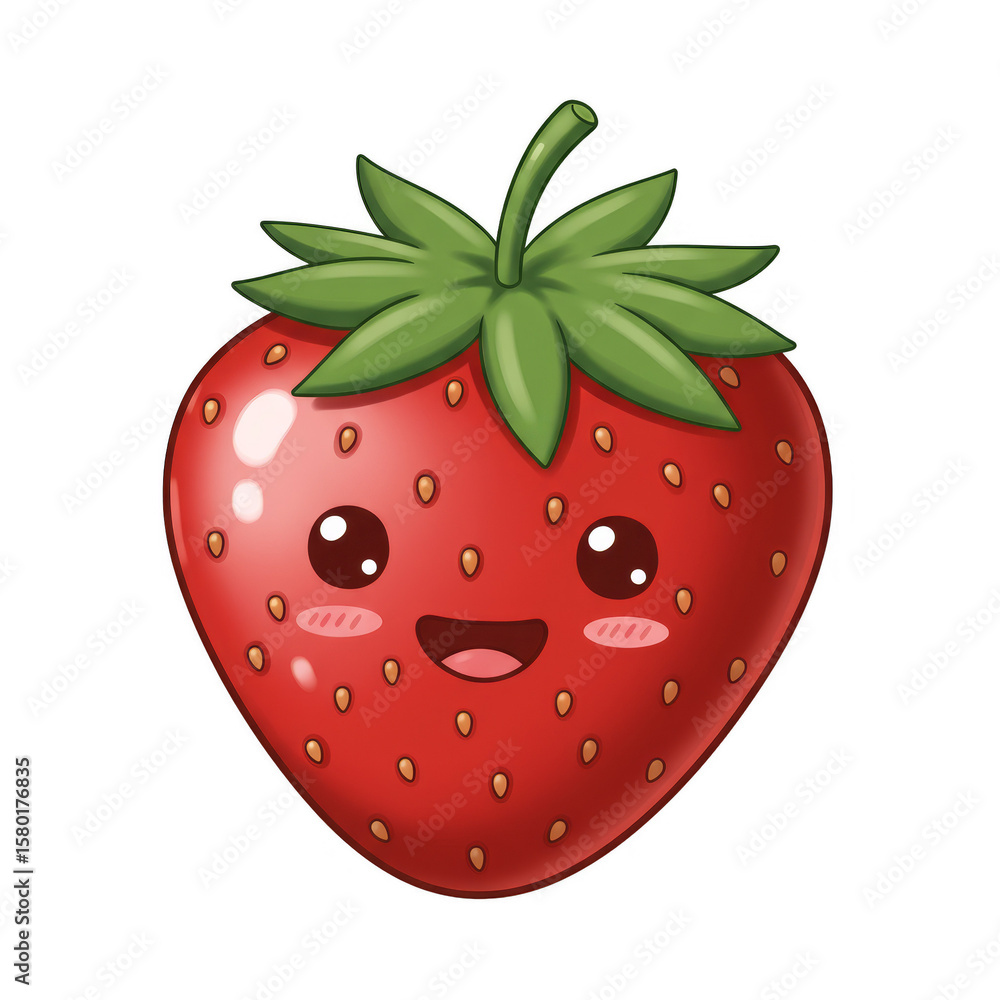 Obraz premium Cute Strawberry Illustration Fruit Kawaii Food Sweet Isolated Vector