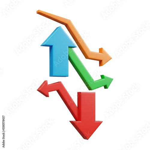 Free Download Colorful 3D Arrows Showing Up Down Trends on Transparent Background - GFXLoad