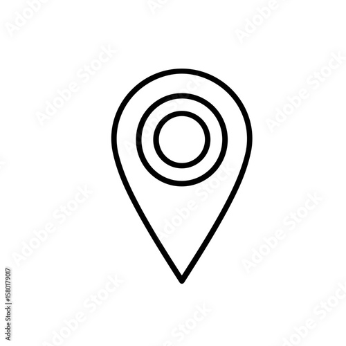 Free Download Minimalist black outline icon of a location pin with concentric circles, symbolizing a map marker. - GFXLoad