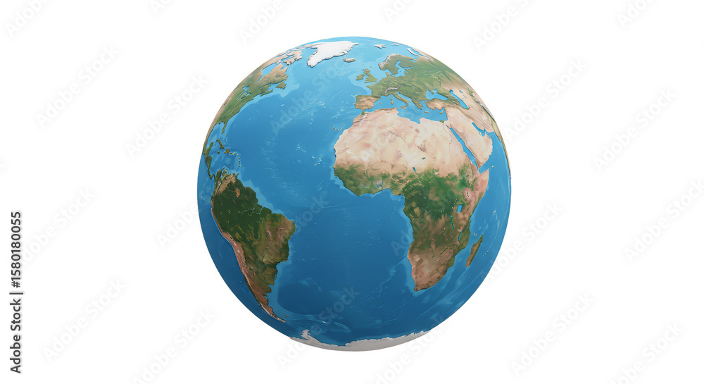 Fototapeta premium Detailed Earth Globe Planet World Continents Illustration Transparent