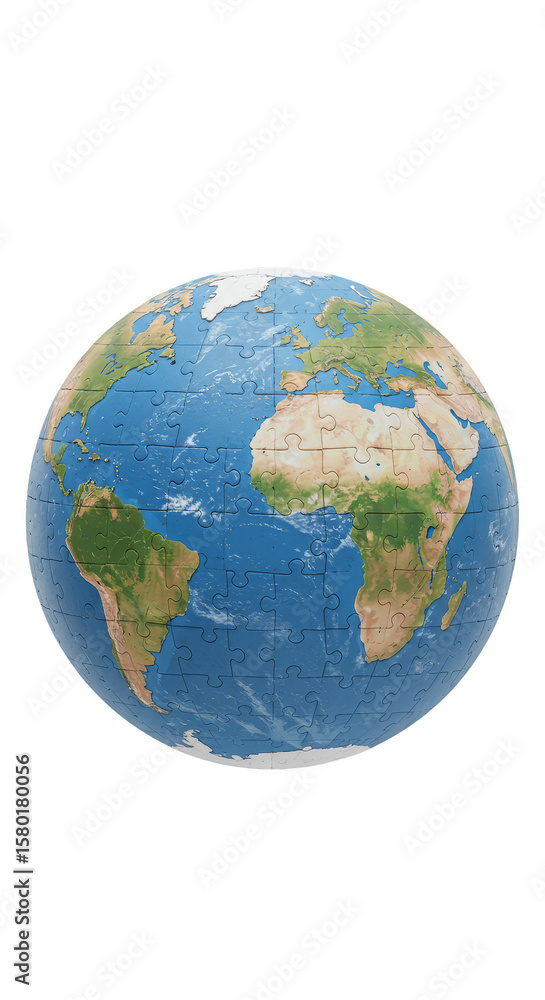 Fototapeta premium Detailed Earth Globe Planet with Continents Oceans Isolated Illustration