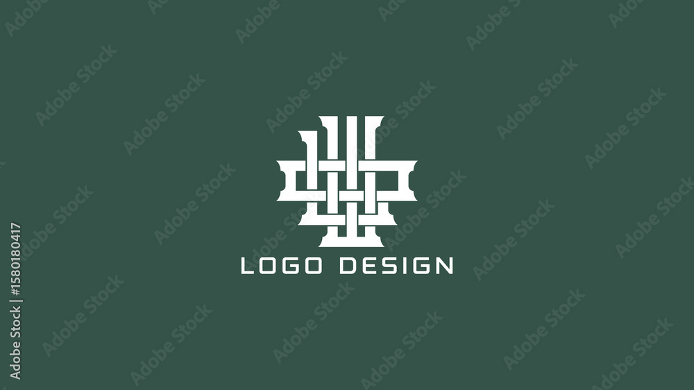 Naklejka premium Intricate WOL logo design featuring geometric symmetry, best for architecture, design firms, or luxury branding.