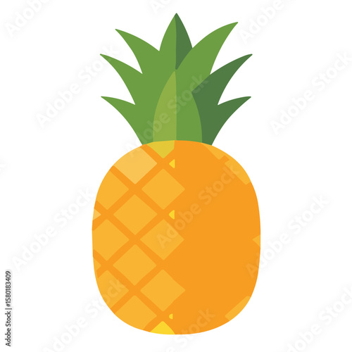 A vibrant illustration of a ripe pineapple, showcasing its textured skin and spiky crown.