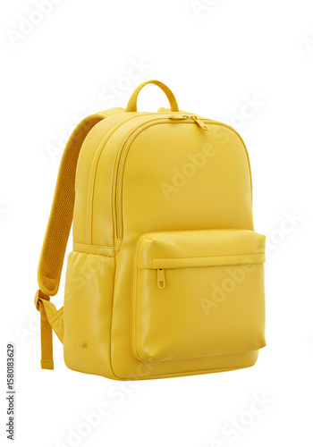 3D Rendering Yellow Backpack Isolated Bag for School and Travel Design