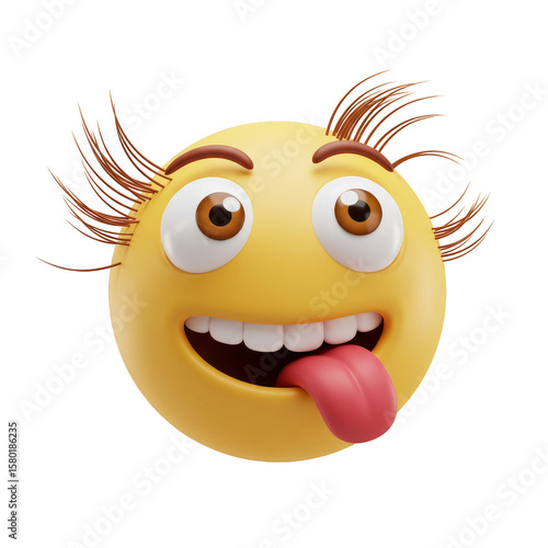 Funny Crazy Tongue Emoji Yellow Face Happy Character Cartoon Image