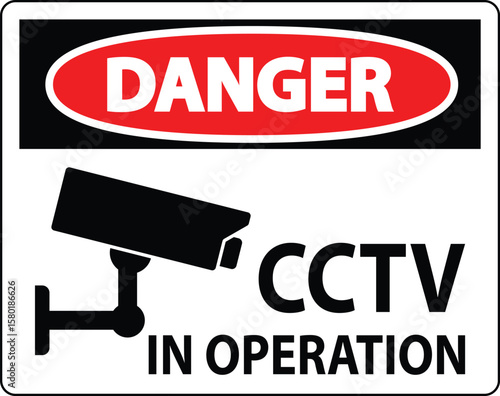 CCTV Warning Sign Displaying Danger and Surveillance Measures