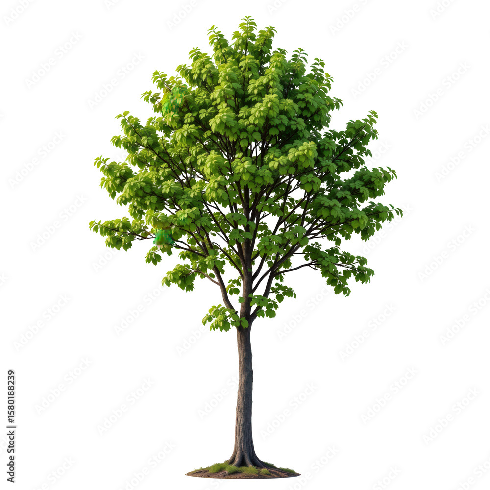 Fototapeta premium Lush Green Tree with Vibrant Foliage Against a Clear Blue Sky