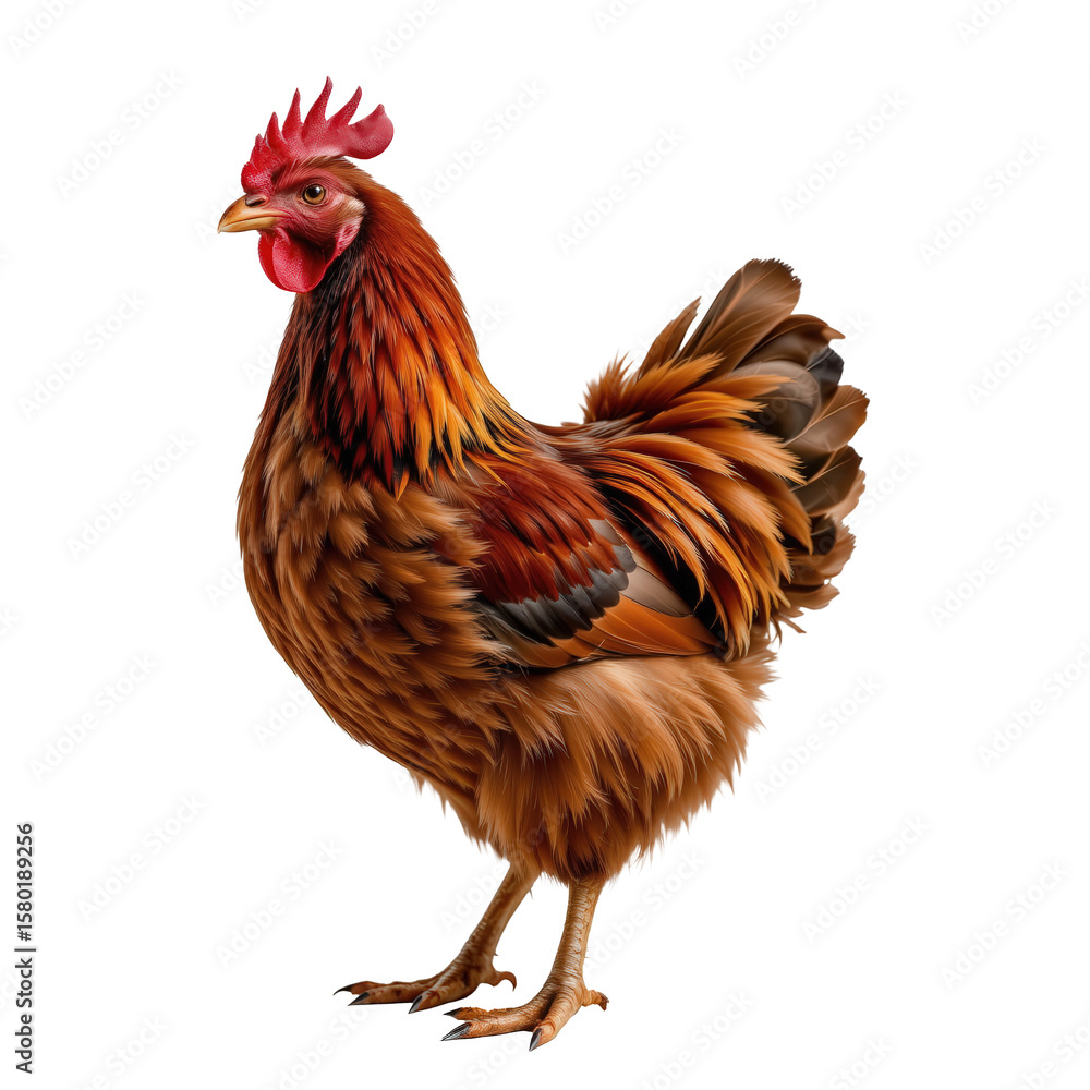 Fototapeta premium Colorful Feathered Rooster Standing Proudly on Display in Nature