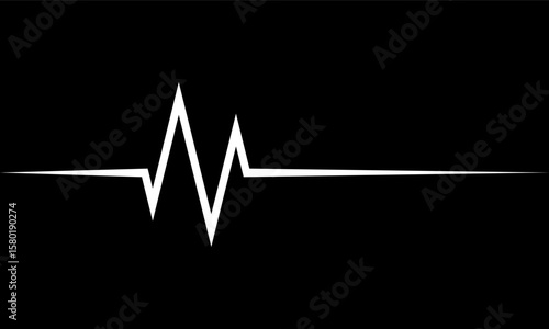 White line heart pulse heartbeat cardiograph ECG medical on black background icon vector design