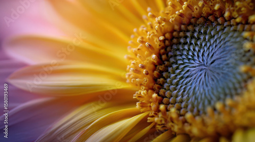 The sunflower's intricate patterns and vibrant hues create a captivating floral scene.