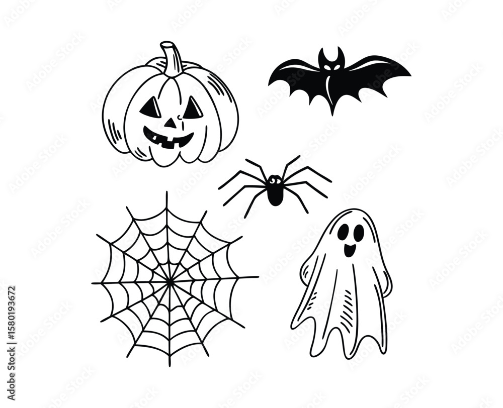 Fototapeta premium happy halloween day background, pumpkin monster vector design Orange Background, Banner Vector Design