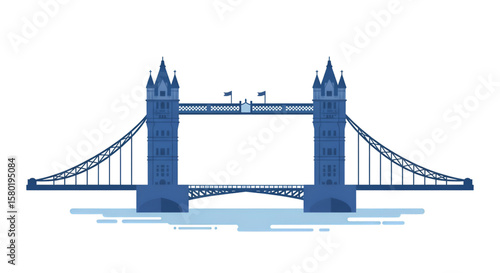 Illustration of London Tower Bridge Landmark on Transparent Background