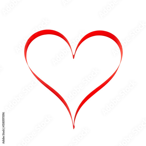 Illustration of Red Heart Shape Ribbon Isolated on Transparent Background